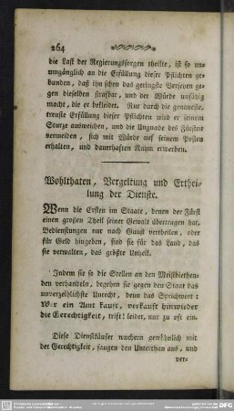 Wohlthaten, Vergeltung und Ertheilung der Dienste