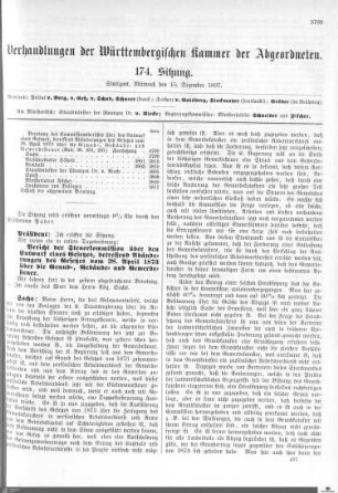 174. Sitzung, Stuttgart, 15.12.1897