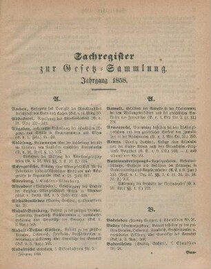 Sachregister zur Gesetz-Sammlung. Jahrgang 1858