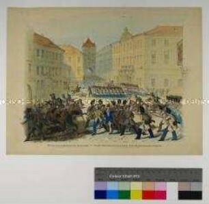 Zu den Ereignissen in der Pfingstwoche 1848 in Prag: Blatt I, Erster Zusammenstoß beim General-Commando-Gebäude