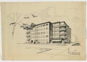 Wohnhaus Taunusstraße 26 / Stubenrauchstraße 25, Berlin-Friedenau: Perspektivische Ansicht (Variante B)