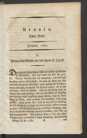 Erstes Stück. Januar, 1795