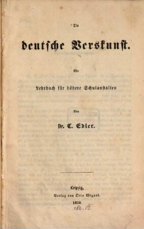 Die deutsche Verskunst