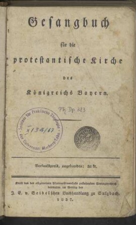Gesangbuch für die protestantische Kirche des Königreichs Bayern
