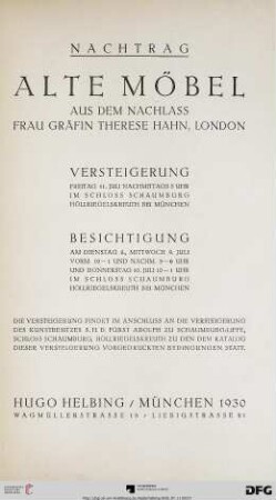 Nachtrag Alte Möbel (Nr. 307-328)