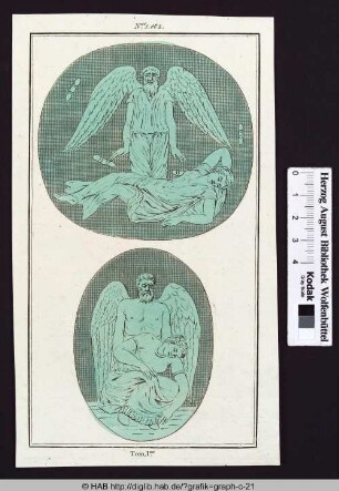 Antike Darstellung eines geflügelten Gottes mit einer Frau