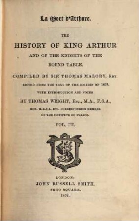 The history of King Arthur and of the knights of th round table, 3