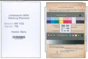 Entnazifizierung Maria Hoeren , geb. 08.03.1913 ()