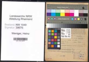 Entnazifizierung Heinz Weniger , geb. 24.04.1911 (Bahnwart)