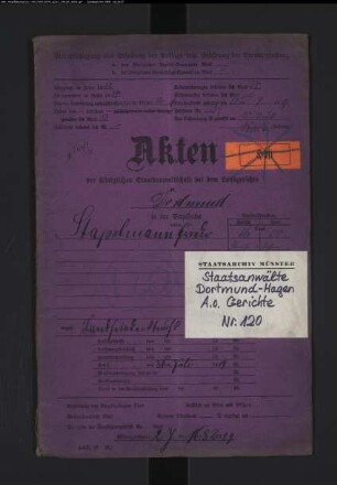 Landfriedensbruch (Plünderungen usw. in Hamm am 3.- 4.7.1919) Stapelmann, Friedrich