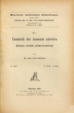 Zur Kasuistik der Anaemia splenica'(Anaemia infantilis pseudo-leucaemica)