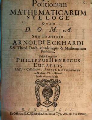 Positionum mathematicarum sylloge