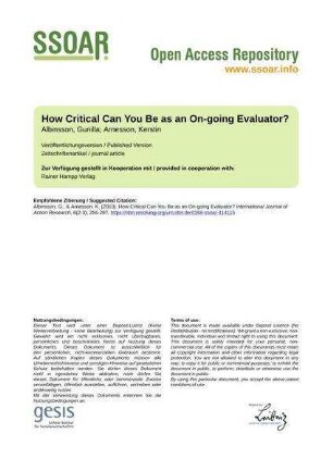 How Critical Can You Be as an On-going Evaluator?