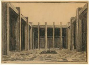 Neue Wache (Königswache), Berlin Umgestaltung zur Gedächtnisstätte für die Gefallenen des 1. Weltkriegs: Perspektivische Ansicht innen