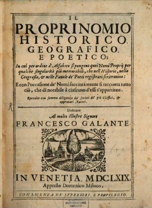 Il proprinomio historico, geografico e poëtico