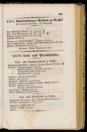 XXVI. Entbindungs=Anstalt zu Cassel.