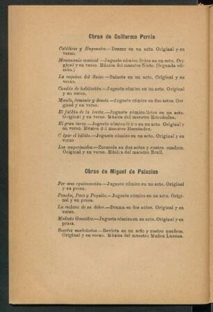 Obras de Guillermo Perrín [y] Miguel de Palacios
