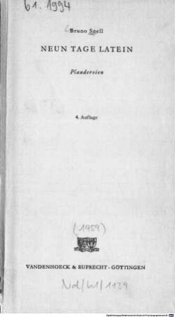Neun Tage Latein : Plaudereien