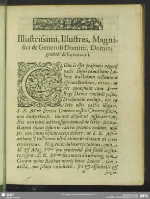 Illustrissimi, Illustre, Magnifici & Generosi Domini ... [28. Februar 1629]