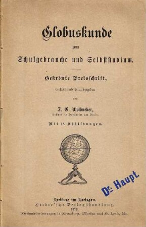 Globuskunde zum Schulgebrauche und Selbststudium : gekrönte Preisschrift