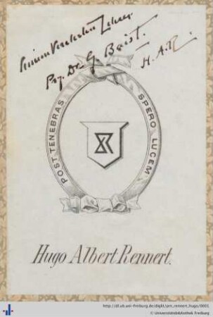 [Provenienz]: Rennert, Hugo Albert