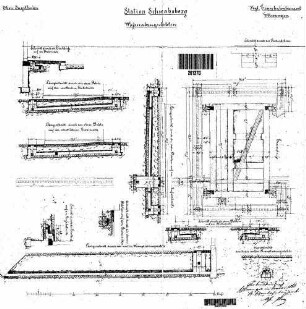 Schwabsberg: Empfangsgebäude Verwaltungsgebäude Wasserabzugsdohlen (Grundriß,Schnitte)