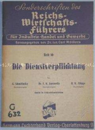 Schrift über die Verordnung zur Dienstverpflichtung vom 13.2.1939