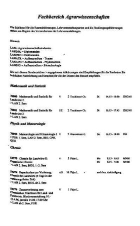 Fachbereich Agrarwissenschaften