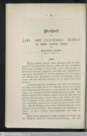 Prospect der Lehr- und Erziehungs-Anstalt