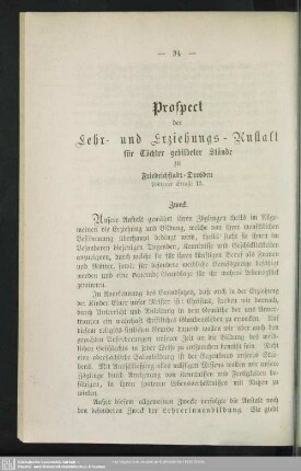 Prospect der Lehr- und Erziehungs-Anstalt