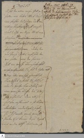 Auszug eines Briefes von Johann Elias Tömlich an Johannes Tribbechow.