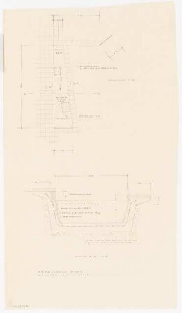 Grünflächen am Gymnasium, Marl: Wasserbecken Innenhof Grundriss 1:50 und Schnitt 1:10
