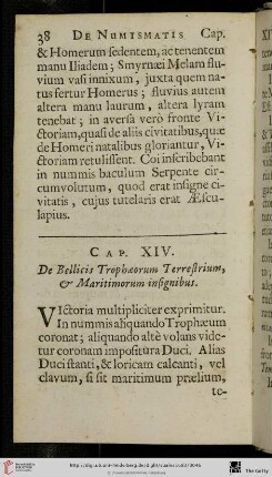 Cap. XIV: De Bellicis Trophaeorum Terrestrium, & Maritimorum insignibus