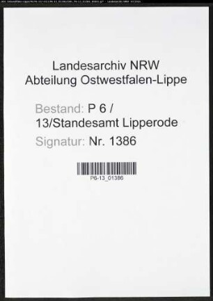 Heiratsregister Standesamt Lipperode