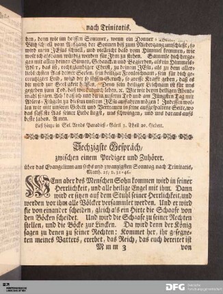Sechzigste Gespräch, am sechs u. zwanzigsten Sonntag nach Trinitatis.
