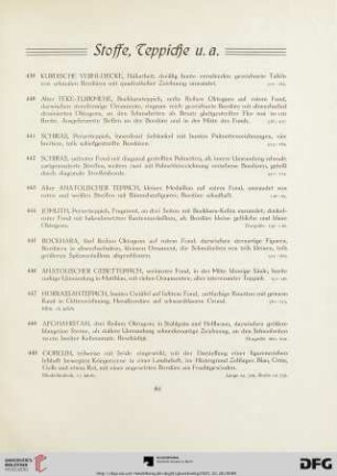 Stoffe, Teppiche u.a. (Nr. 439-468)