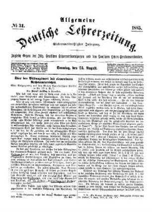 Über den Bildungswert des elementaren Rechenunterrichts