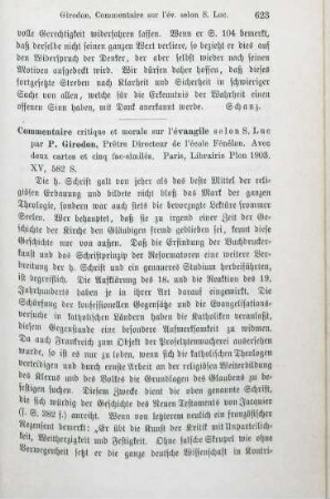 623-625 [Rezension] Girodon, Paul, Commentaire critique et moral sur l'évangile selon saint Luc