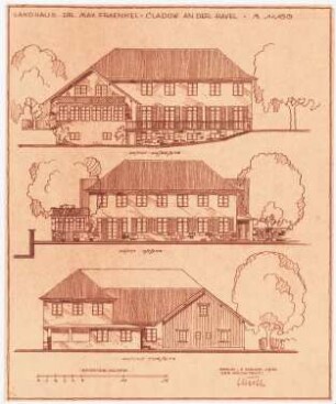 Garten Fraenkel, Berlin-Kladow: Ansichten des Wohnhauses, 1:100