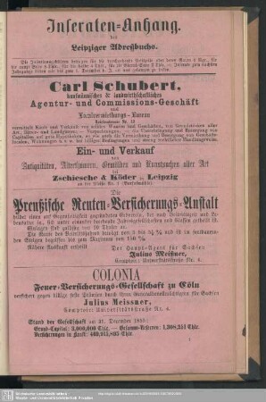Anzeigen : Inseraten-Anhang des Leipziger Adressbuchs