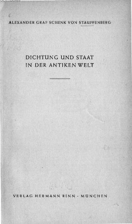Dichtung und Staat in der antiken Welt
