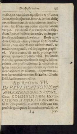 Ad Aphor. VII. De Explicationis & Applicationis Combinatione.