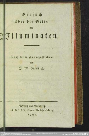 Versuch über die Sekte der Illuminaten