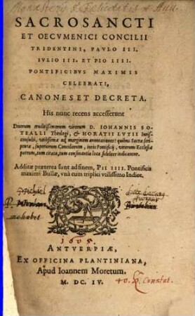 Canones et Decreta ... Concilii Tridentini
