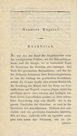 Neuntes Kapitel. Rückblick