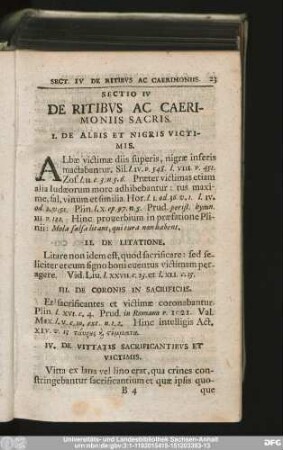 Sectio IV De Ritibus Ac Caerimoniis Sacris.