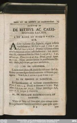 Sectio IV De Ritibus Ac Caerimoniis Sacris.