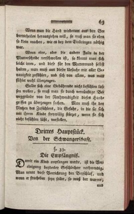 Drittes Hauptstück. Von der Schwangerschaft.
