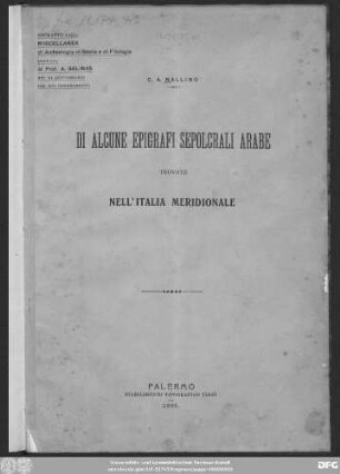Di alcune epigrafi sepolcrali Arabe : trovate nell'iatlia meridionale
