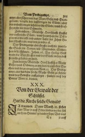 XXX. Von der Gewalt der Schlüssel.